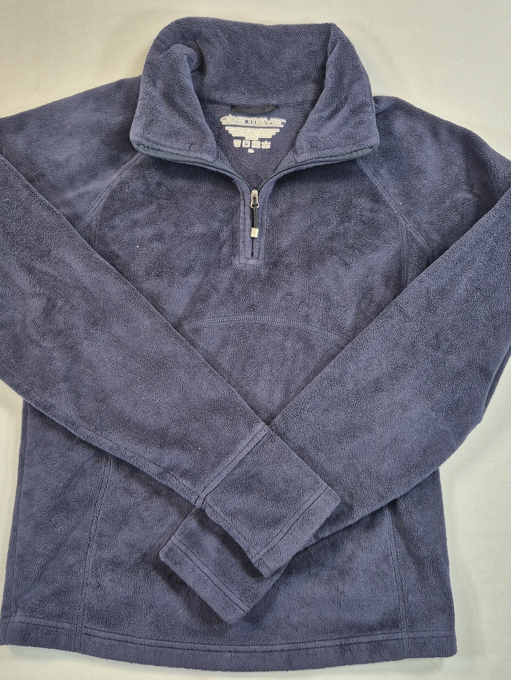 Obermeyer Teen XL/ Adult S-M Furry Fleece Blue Navy Pullover Jacket 1/4 Zip